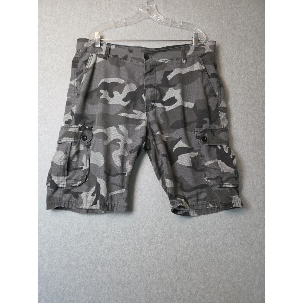 Blue Gear Grey Camouflage Mid Rise 10" Inseam Cargo Pockets Shorts Men's 38